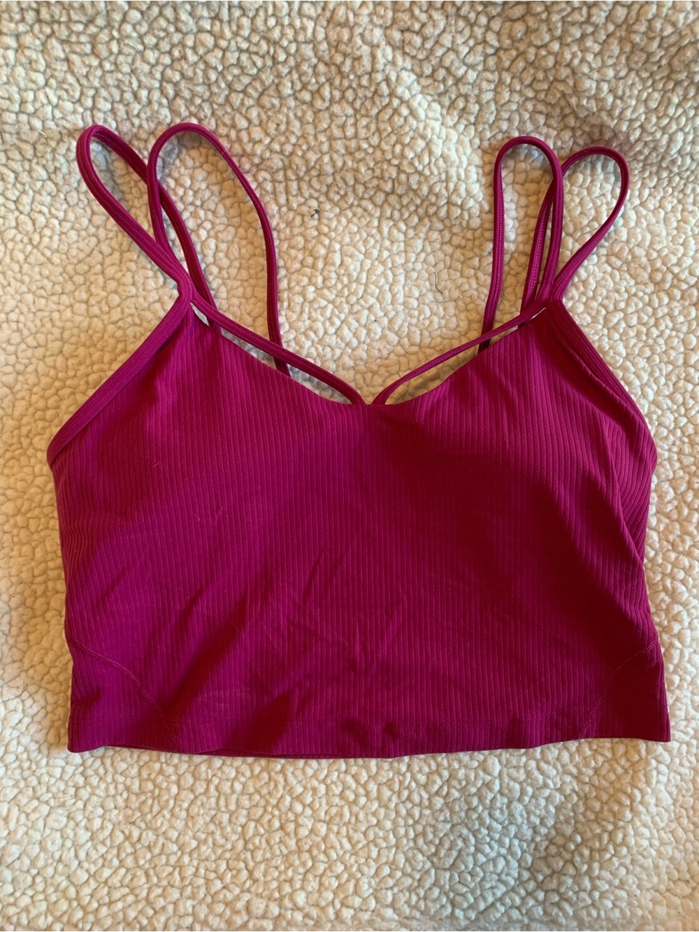 Lululemon Ribbed Magenta Double-Strap longline Bra